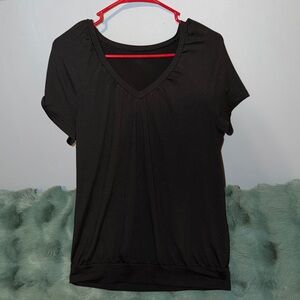 Black V-Neck Women's Top